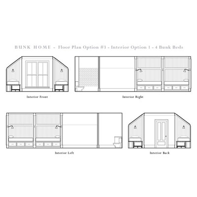 Bunk House Floor Plan #3: 4 Bunk Beds